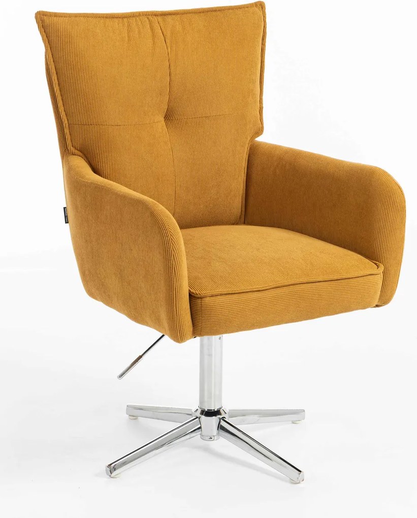 HR250CROSS Scaun Catifea Reiată Premium Ruloare Curry Galben Bază Cromata