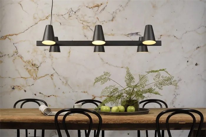 Lustra moderna cu 6 brate si abajururi reglabile Biarritz matt black