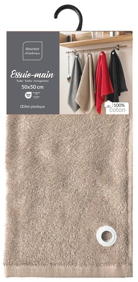 Prosop bej din bumbac din frotir 50x50 cm Cuistot – douceur d'intérieur