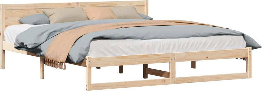 vidaXL Cadru de pat natural 180 x 200 cm Lemn de pin masiv