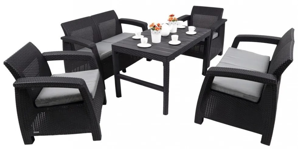 Set de mobilier de grădină Corfu Large Lyon 6+1 în culoarea grafit