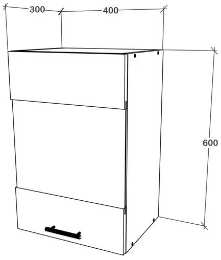 Corp Superior Karo, O Usa, cu sticla, Gri Lucios/Alb, MDF, 40 x 30 x 60 cm
