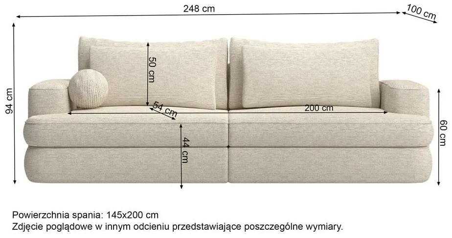Canapea trei locuri Mello (gri bej + negru). 1100236
