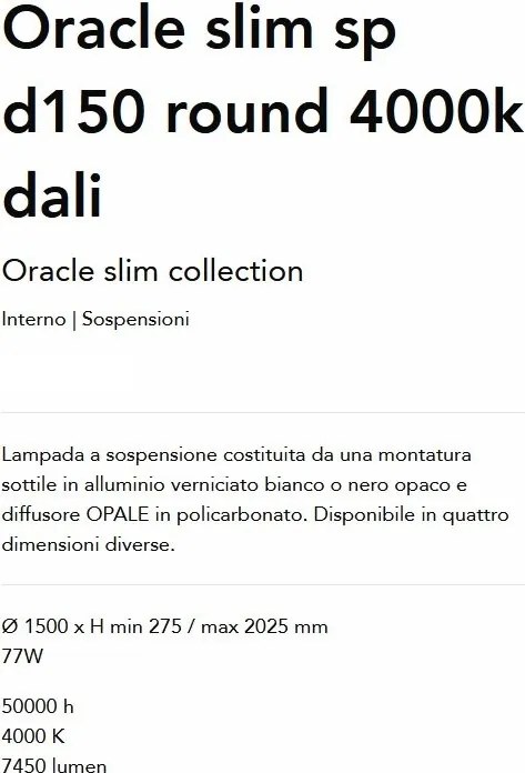 Lustra LED XXL suspendata Oracle slim sp d150 round 4000k dali negru