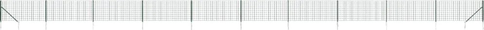 vidaXL Gard plasă de sârmă cu țăruși de fixare, verde, 1,1x25 m
