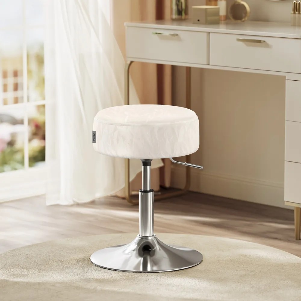 Scaun reglabil pe înălțime AURA pentru măsuța de toaletă, Ø35cm, crem Vasagle