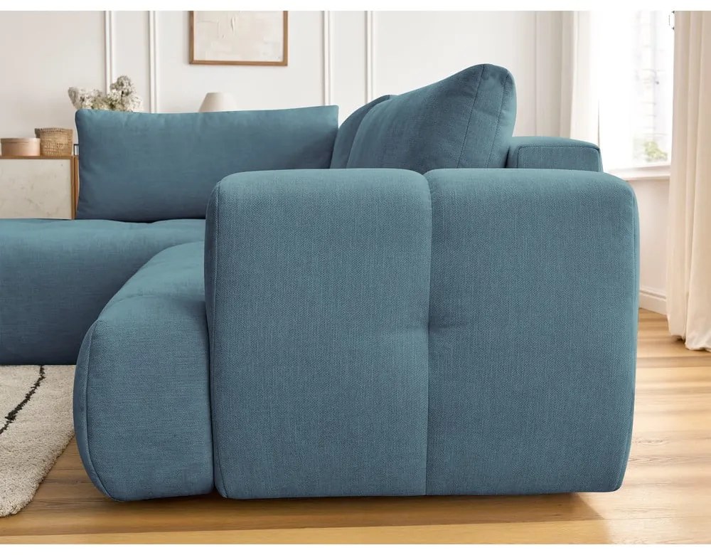 Colțar albastru extensibil/cu spațiu de depozitare (cu colț pe partea stângă/în formă de ”L”) Fuji – Bobochic Paris