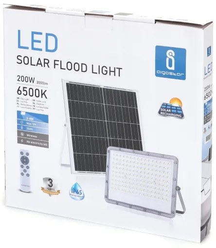 Aigostar - Proiector solar LED reglabil 200W/3,2V IP65 cu telecomandă