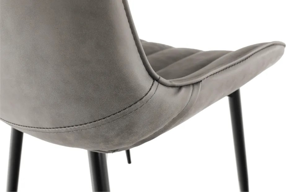 Scaun, piele ecologică gri deschis/negru, HAZAL