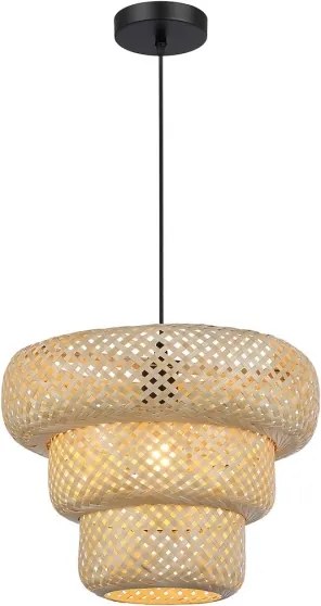 Lustră suspendată pe cablu TULUM 1xE27/15W/230V Ø 35 cm din bambus