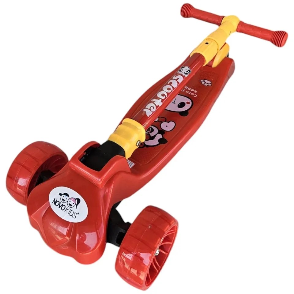 Trotineta copii cu roti luminoase din silicon NOVOKIDS™ Mini Scooter 8020, Cu melodii si lumini, 3 roti, Pliabila, Maner reglabil pe inaltime, Maxim
