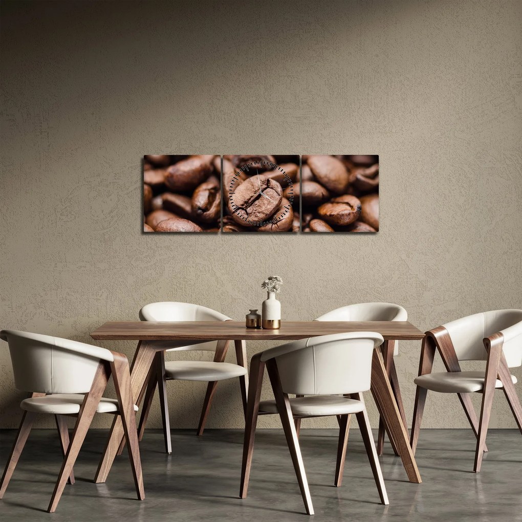 Tablou - Boabe de cafea (cu ceas) (90x30 cm)