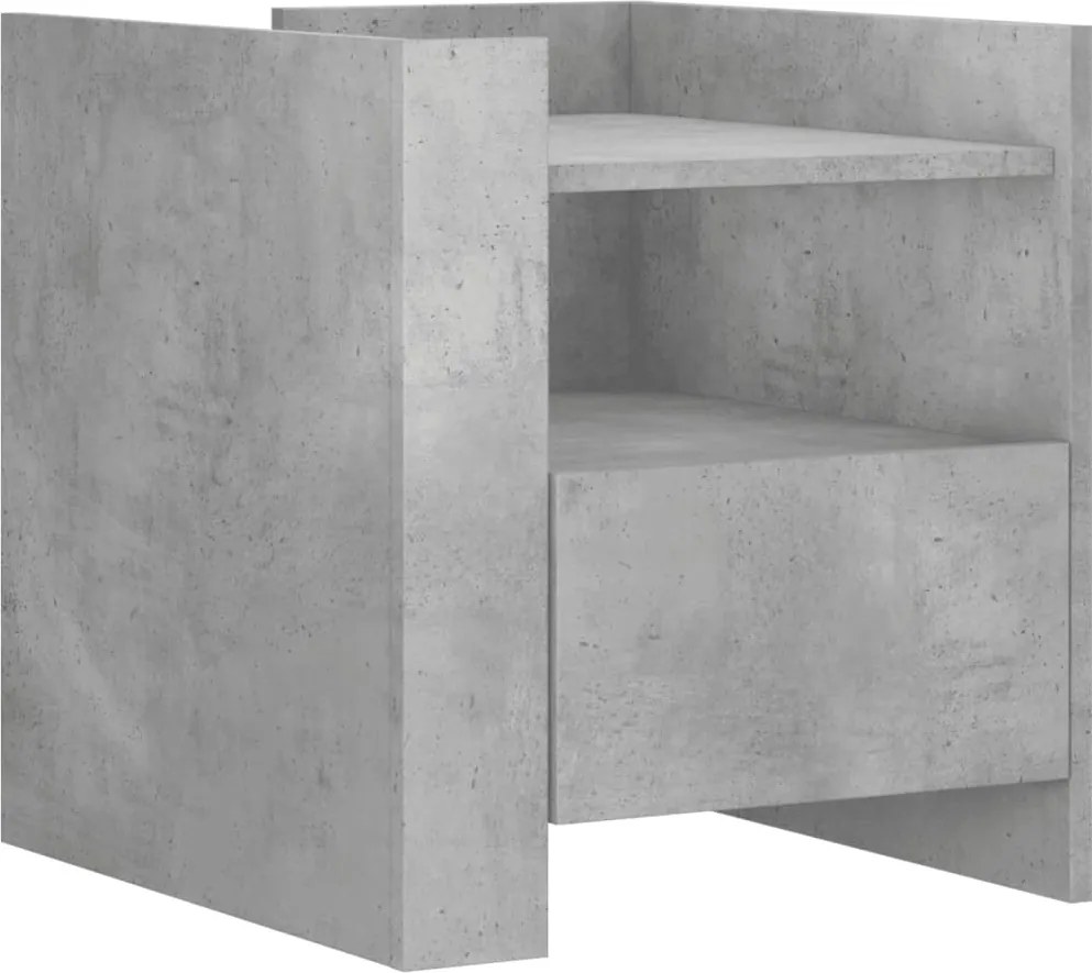 vidaXL Noptieră, gri beton, 45x50x50 cm, lemn prelucrat