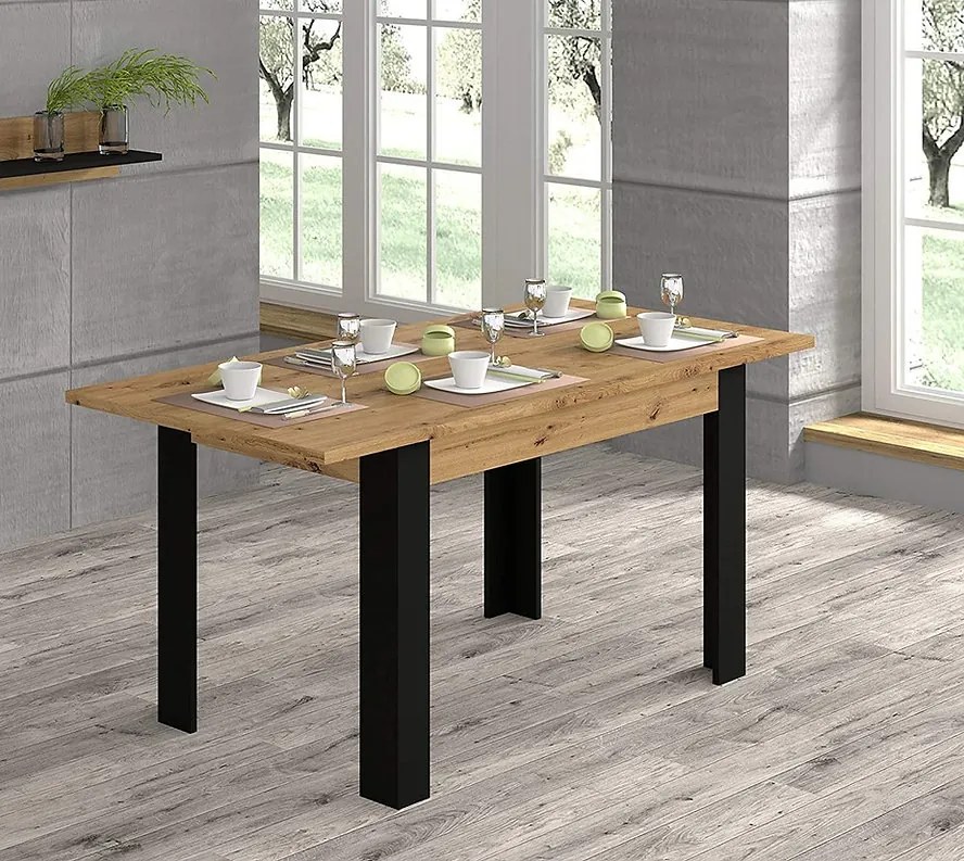 Masă de sufragerie Nulakka H (Stejar artisan + mat Negru) (pentru 4 până la 6 persoane). 1124828