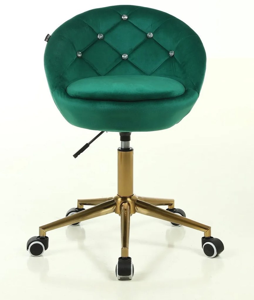 HR948K Scaun Verde din Catifea cu Bază Aurie