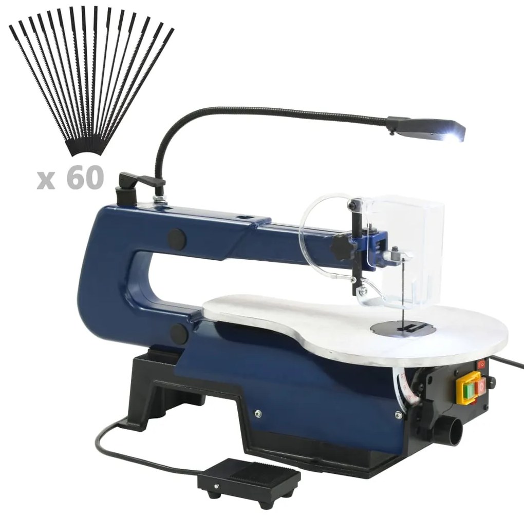 vidaXL Fierăstrău electric de traforaj cu pedală și lumină LED 125 W