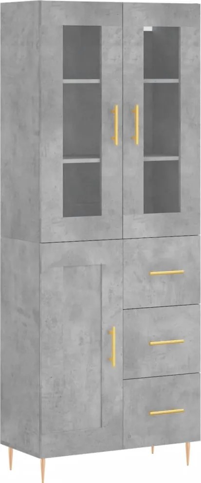 vidaXL Dulap înalt, gri beton, 69,5x34x180, lemn compozit