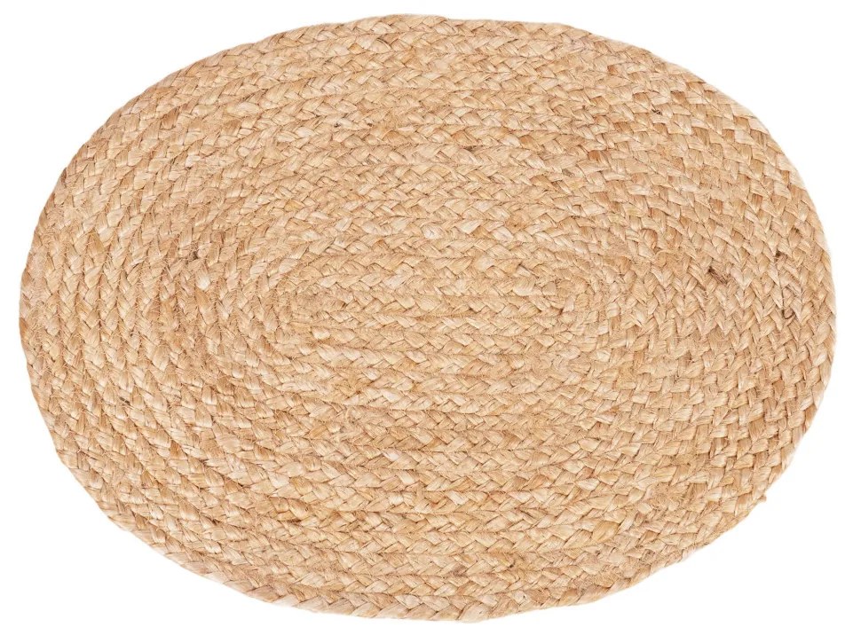 Saltea de masă Bombay, iută împletită, naturală, ovală 35x45 cm 4 bucăți