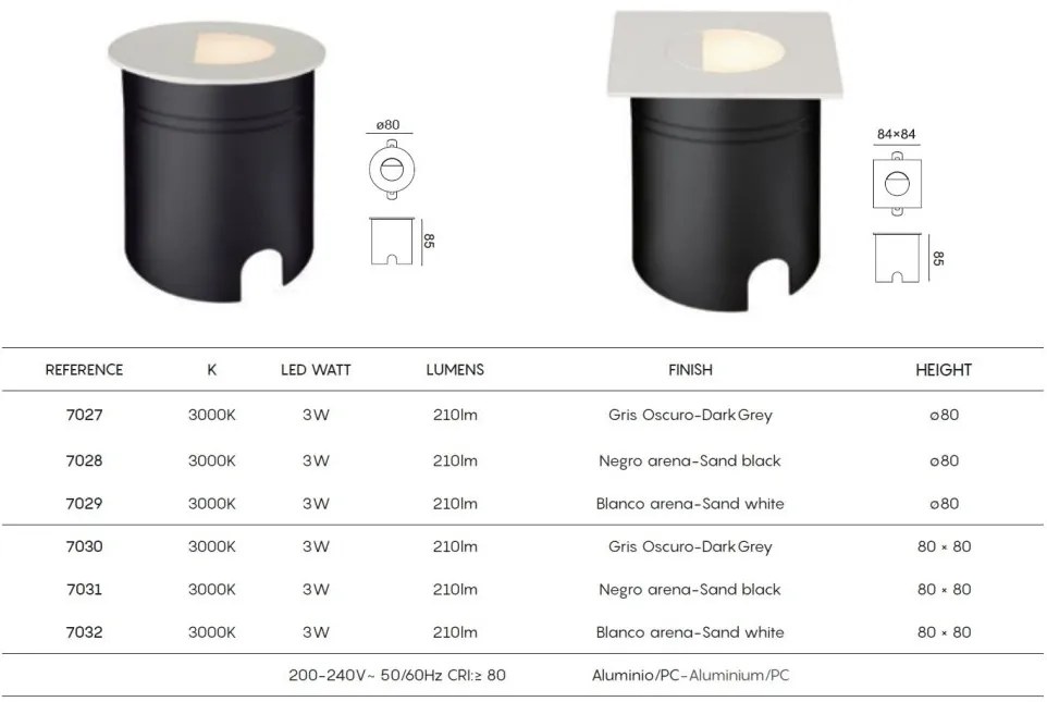 Spot LED incastrabil scari iluminat exterior IP65 ASPEN alb