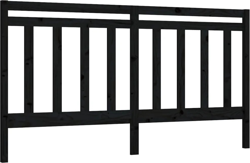 vidaXL Tăblie de pat, negru, 206x4x100 cm, lemn masiv de pin
