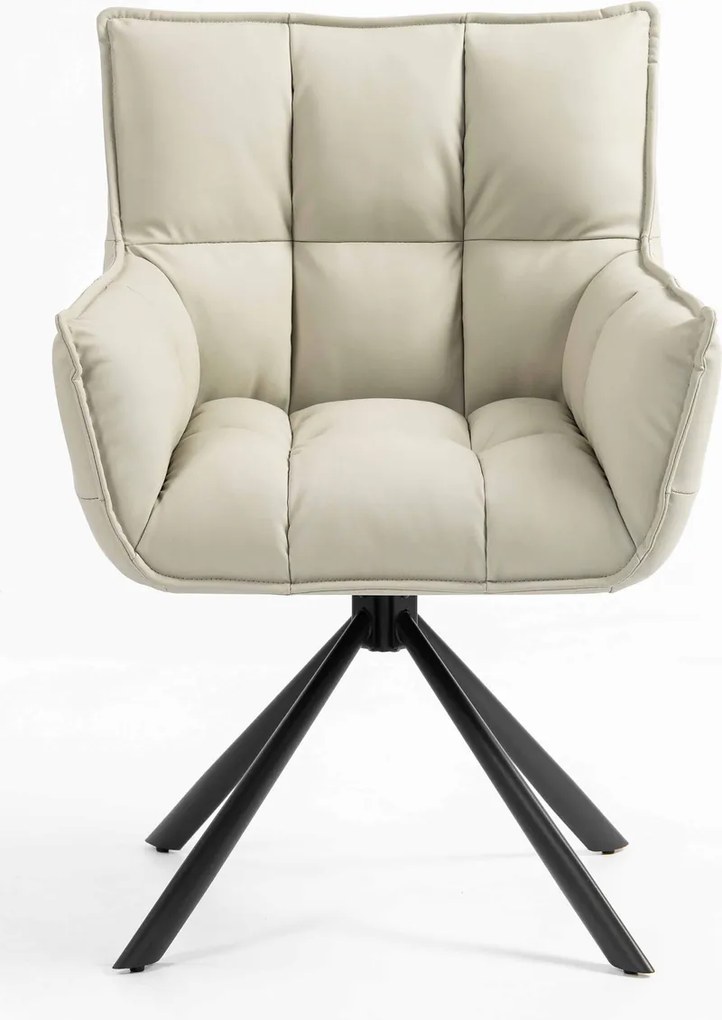 HR560 BAZĂ STEA Scaun Ecru Piele Ecologica Premium Soft cu Bază Neagră