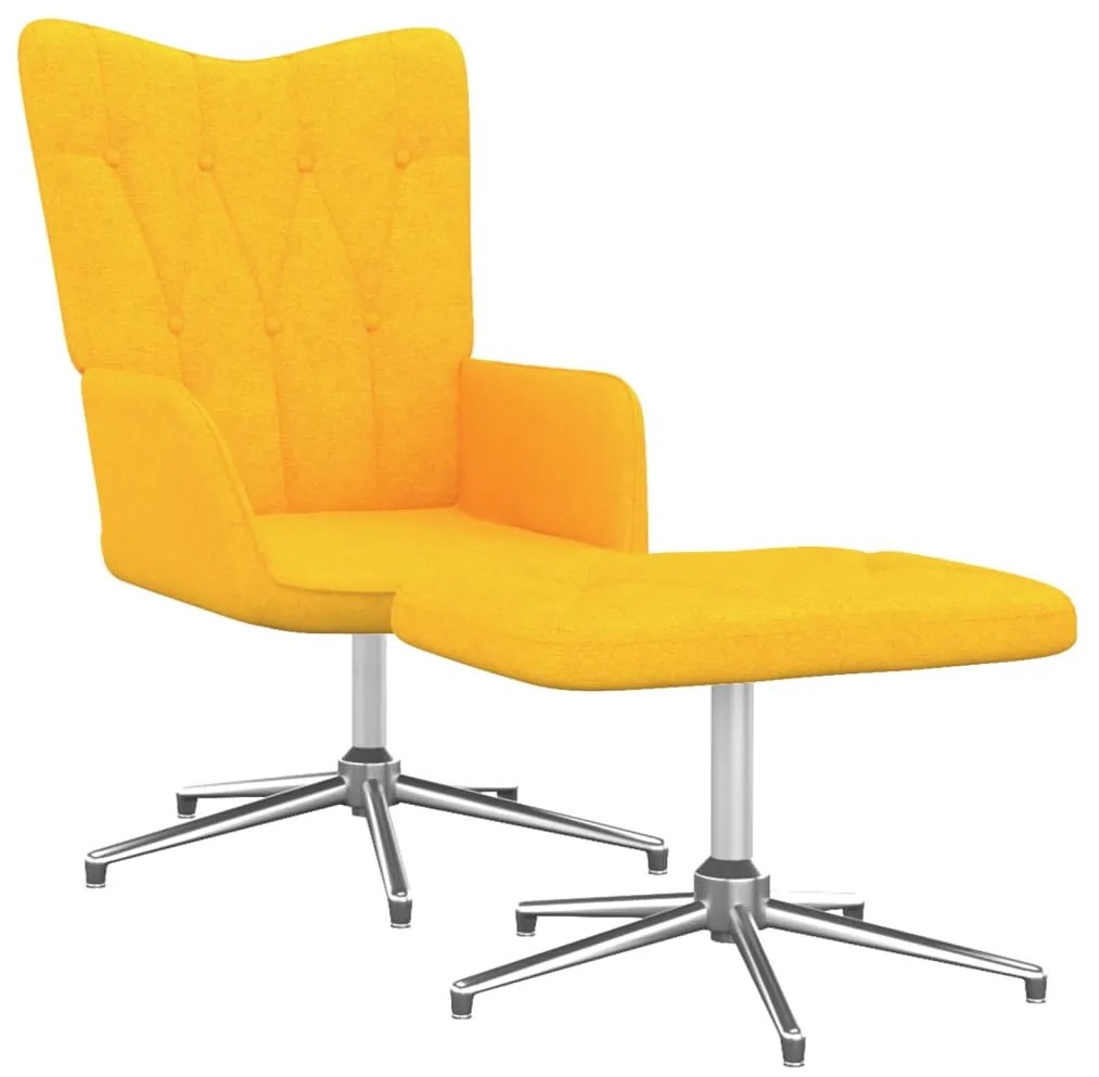 327607 vidaXL Scaun relaxare cu taburet, galben muștar, textil