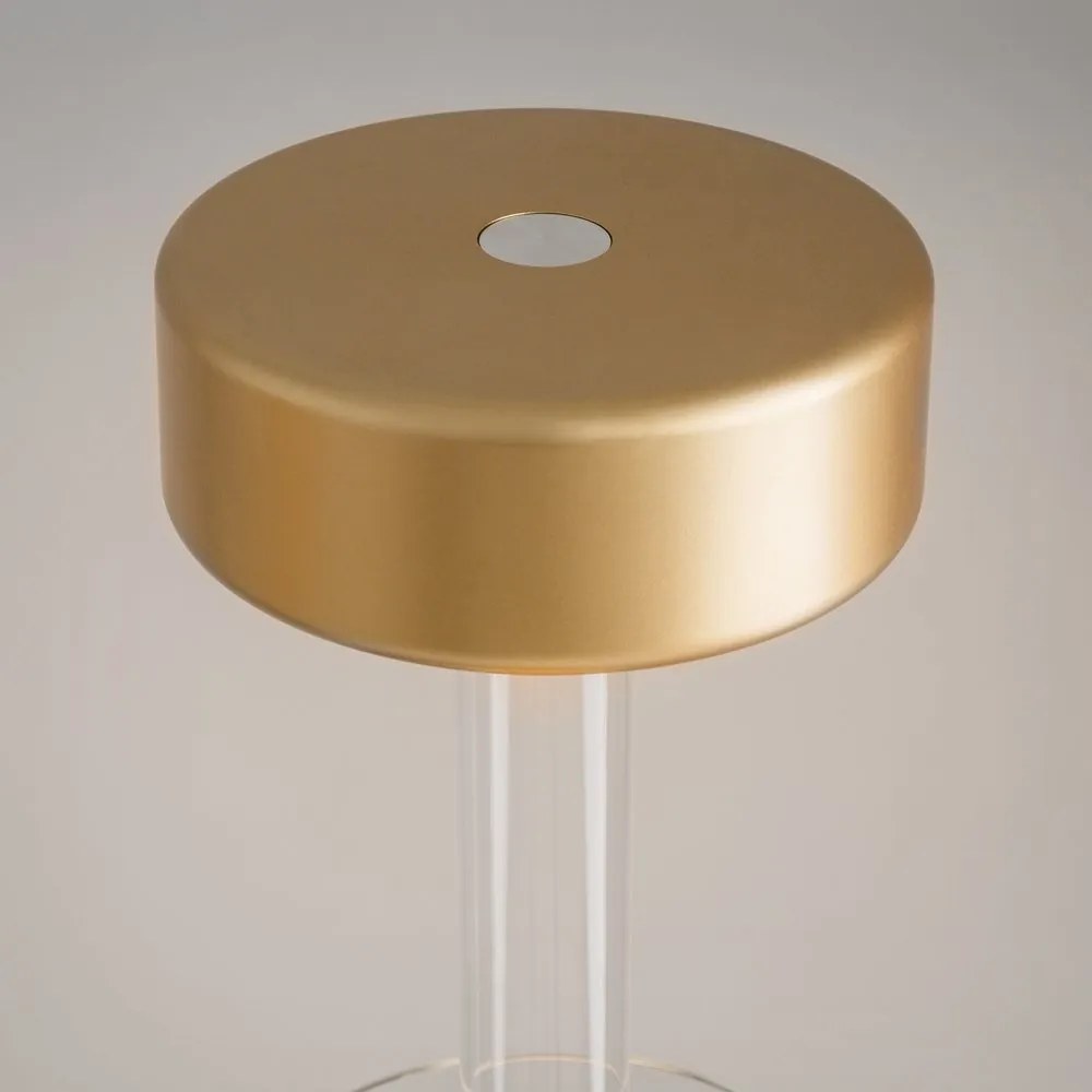 Lampa portabila cu baterii cu baza in forma de vaza AI design auriu/ transparent