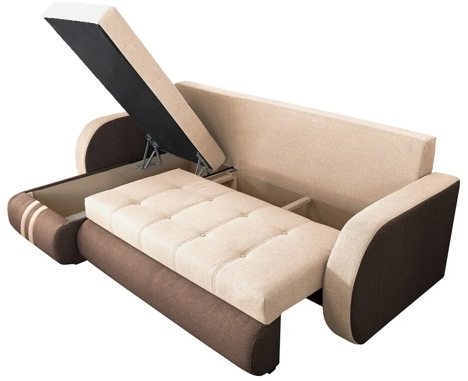 Coltar extensibil reversibil Siena Duo Maro/Bej 243x141x81 cm cu lada de depozitare