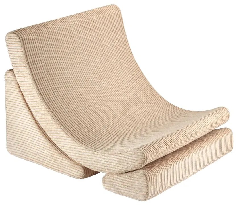 Fotoliu de copii maro deschis cu tapițerie din catifea reiată Moon – Wigiwama