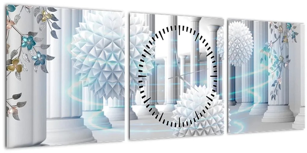 Tablou abstract în stil antic (cu ceas) (90x30 cm)