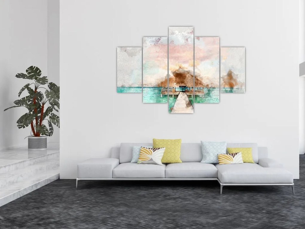 Tablou - Maldive, debarcader din lemn (150x105 cm)