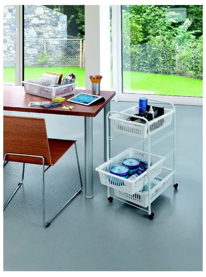 Raft mobil cu 4 coșuri Metaltex India, lungime 35 cm