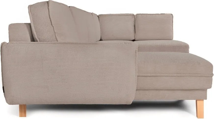 Colțar taupe extensibil/cu spațiu de depozitare cu tapițerie din catifea reiată (cu colț pe partea dreaptă/în formă de "U") Tori – Bonami Selection