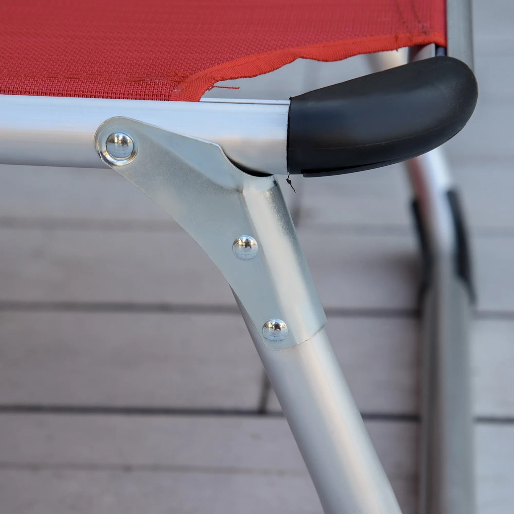 Outsunny șezlong pliabil de grădină cu pernă pentru cap, șezlong cu spătar reglabil în 4 trepte, pat de camping, suport până la 120 kg, pentru exterior/park/grădină, roșu | Aosom Romania