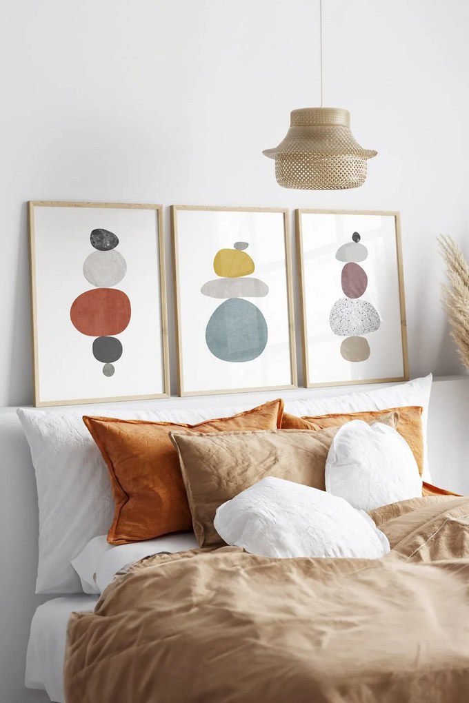 Tablou decorativ înrămat în MDF (3 bucăți), Wallity, Culoare: Multicolor