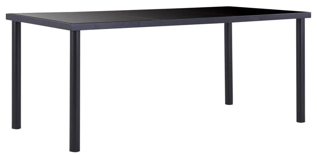 vidaXL Masă de bucătărie, negru, 180 x 90 x 75 cm, sticlă securizată