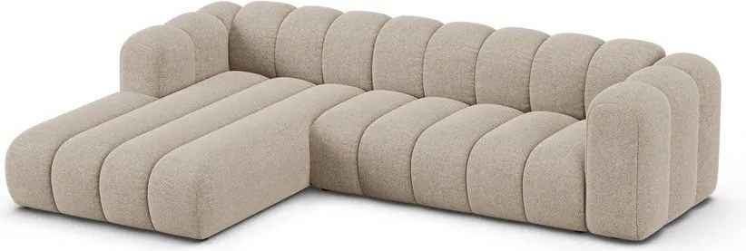 Colțar bej cu tapițerie din chenille (cu colț pe partea stângă/cu șezlong) Lupine – Micadoni