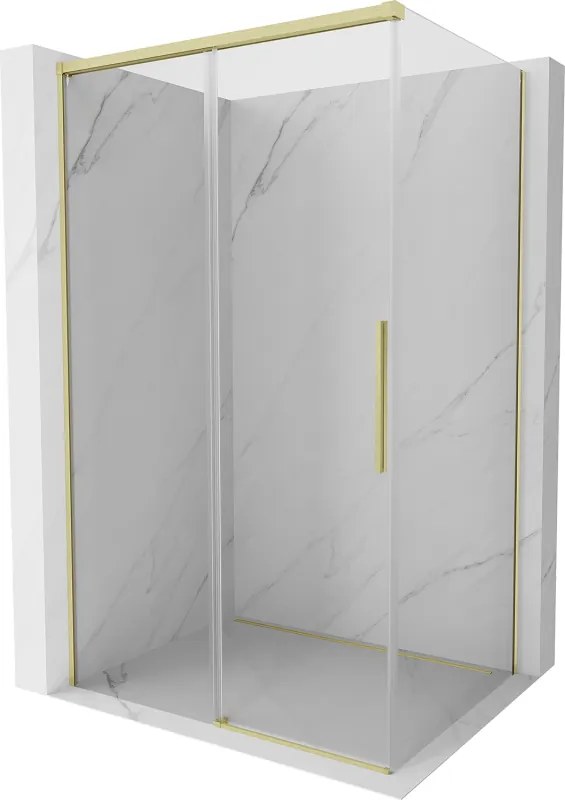 Mexen Rox cabină de duș glisantă 100 x 80 cm, transparentă, auriu periat - 8C2-100-080-55-00