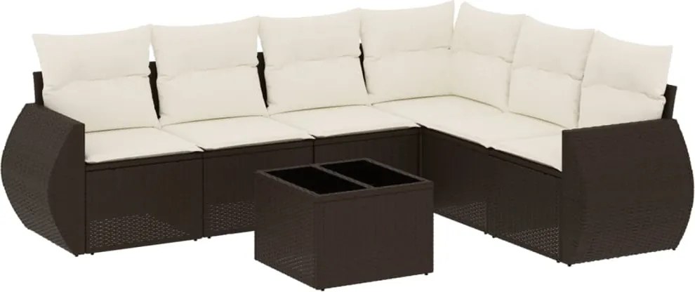 vidaXL Set canapele de grădină cu perne, 7 piese, maro, poliratan