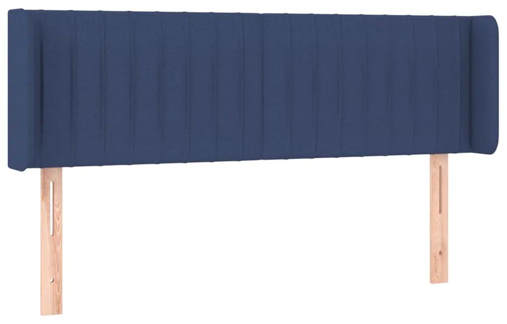 3119010 vidaXL Tăblie de pat cu aripioare, albastru, 147x16x78/88 cm textil