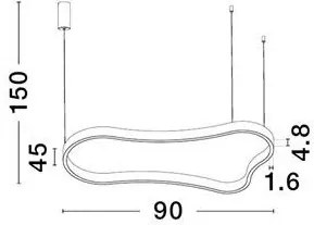 Lustra LED suspendata design modern DUSSA negru, 90x45cm