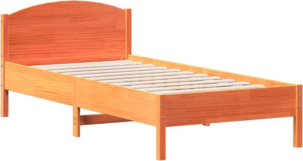 vidaXL Cadru pat fără saltea, maro ceruit, 100x200 cm, lemn masiv pin
