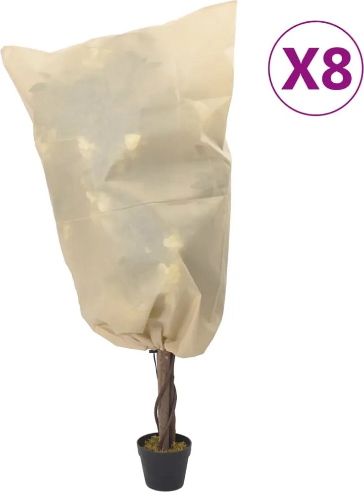 vidaXL Huse pentru plante din fleece cu șnur 8 buc. 70 g/m² 0,8x1 m