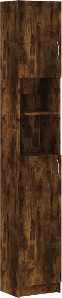 vidaXL Dulap de baie, stejar fumuriu, 32x25,5x190 cm, lemn prelucrat