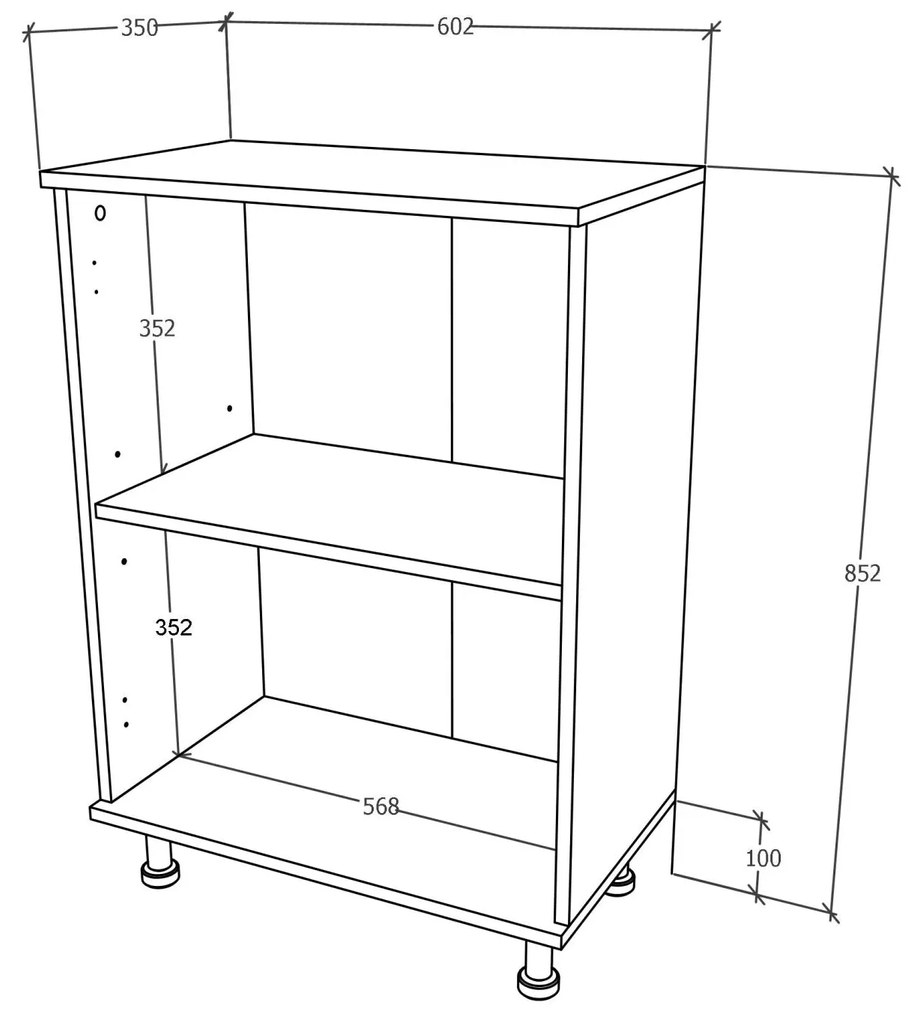 Corp haaus Zaria, 2 Usi, Alb lucios/Alb, MDF, L 60 x l 35 x H 85 cm