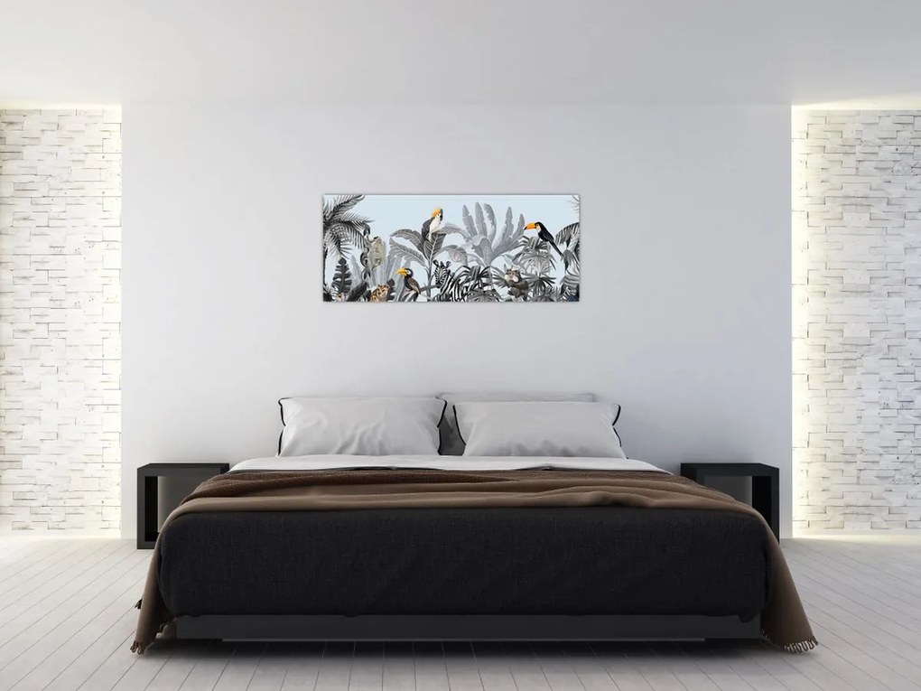Tablou - Animale în pădurea tropicală (120x50 cm)