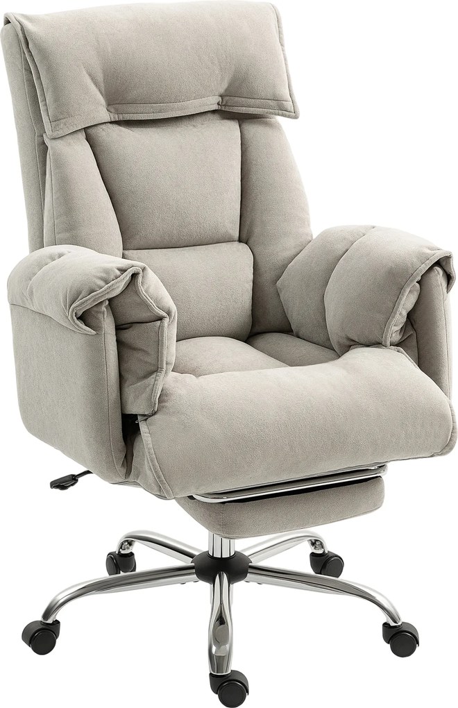 HOMCOM Scaun birou rabatabil reglabil pe înălțime cu cotiere suport picioare spătar înalt 75 x 77 x 110-118 cm Gri | Aosom Romania