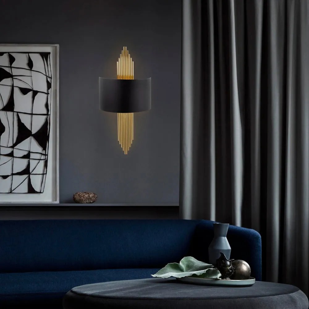 Aplică de perete neagră/aurie Rayi – Opviq lights