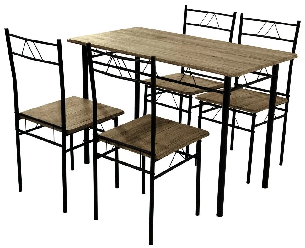 Set mobilier sufragerie Pacientes (stejar deschis + negru) (pentru 4 persoane). 1116437