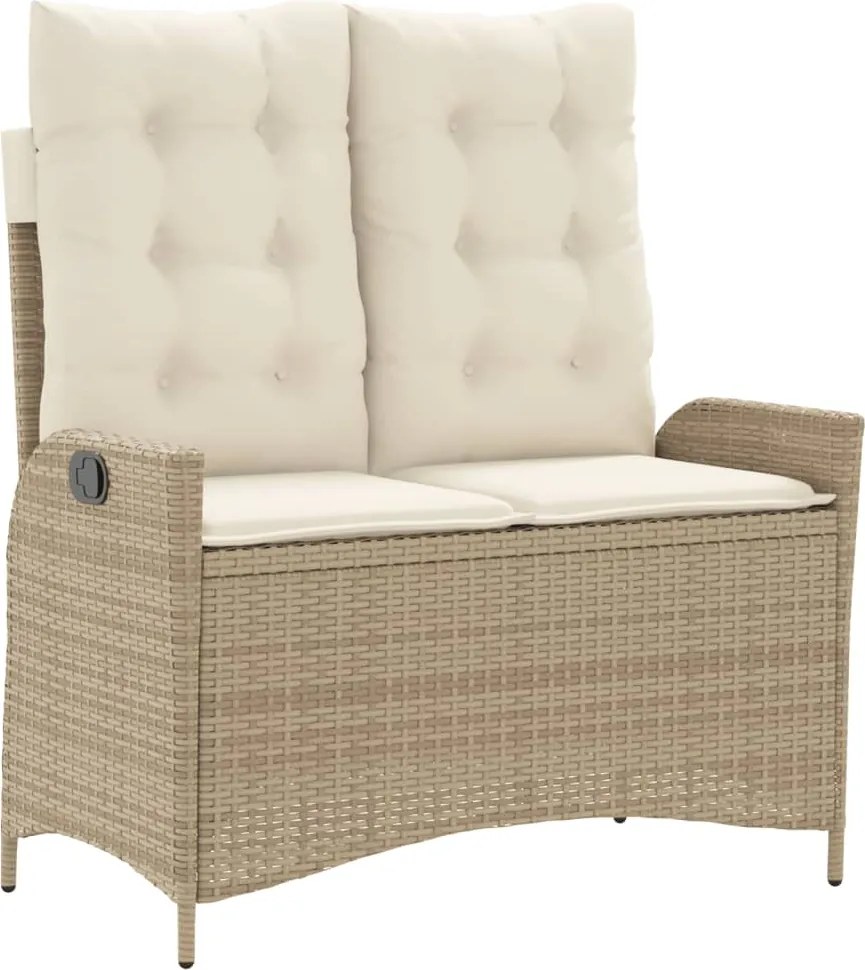 vidaXL Bancă de grădină rabatabilă cu perne, bej, poliratan